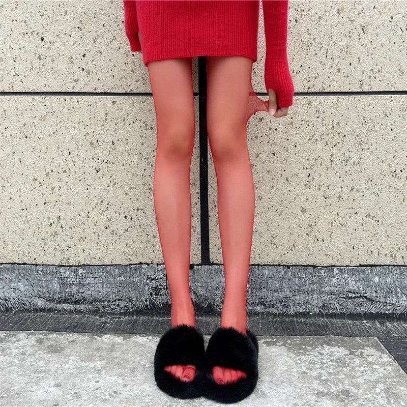 Women's Red Tights Slim Stockings