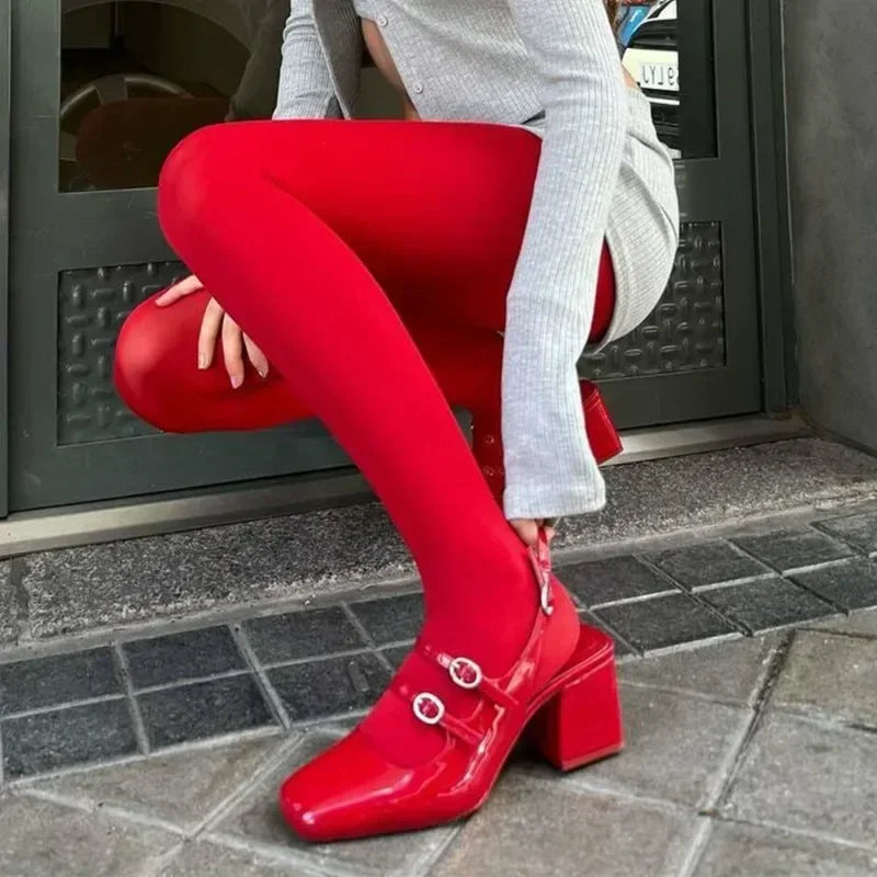 Women's Red Tights Slim Stockings