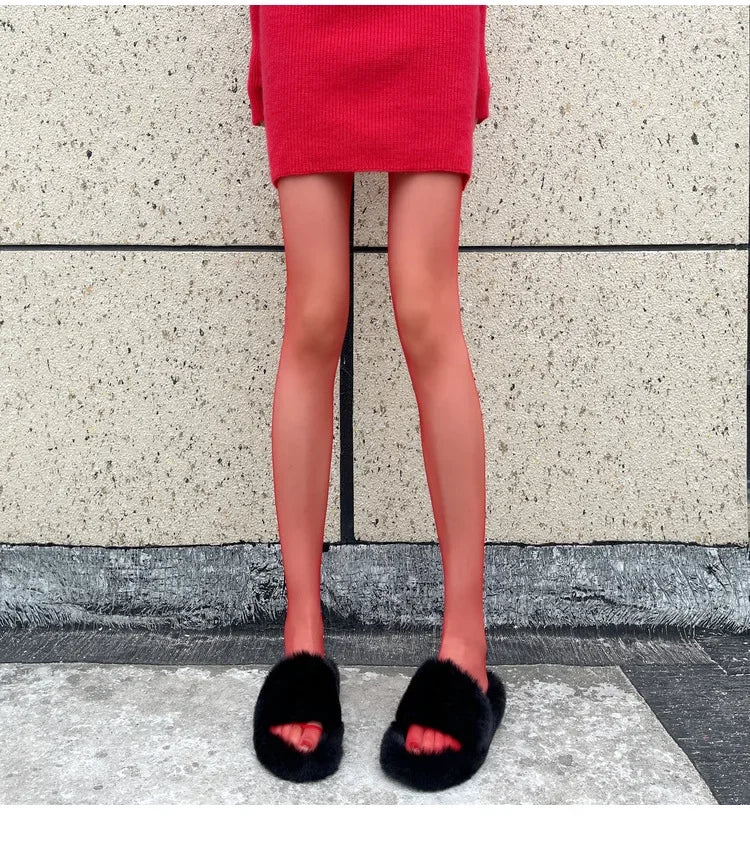 Women's Red Tights Slim Stockings