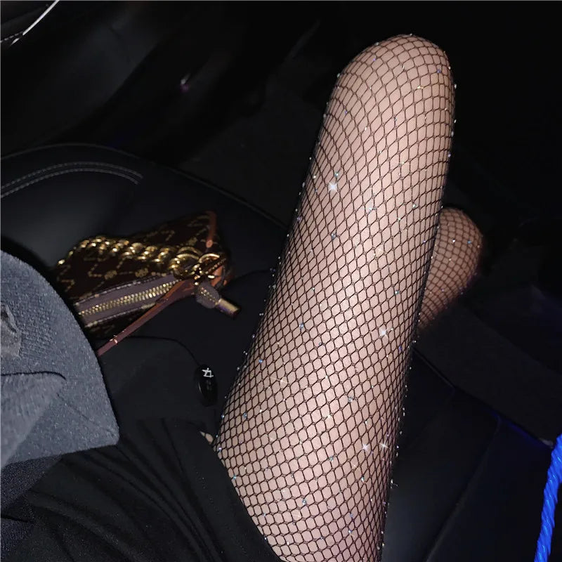 Women's Long Fishnet Black Tights Lingerie