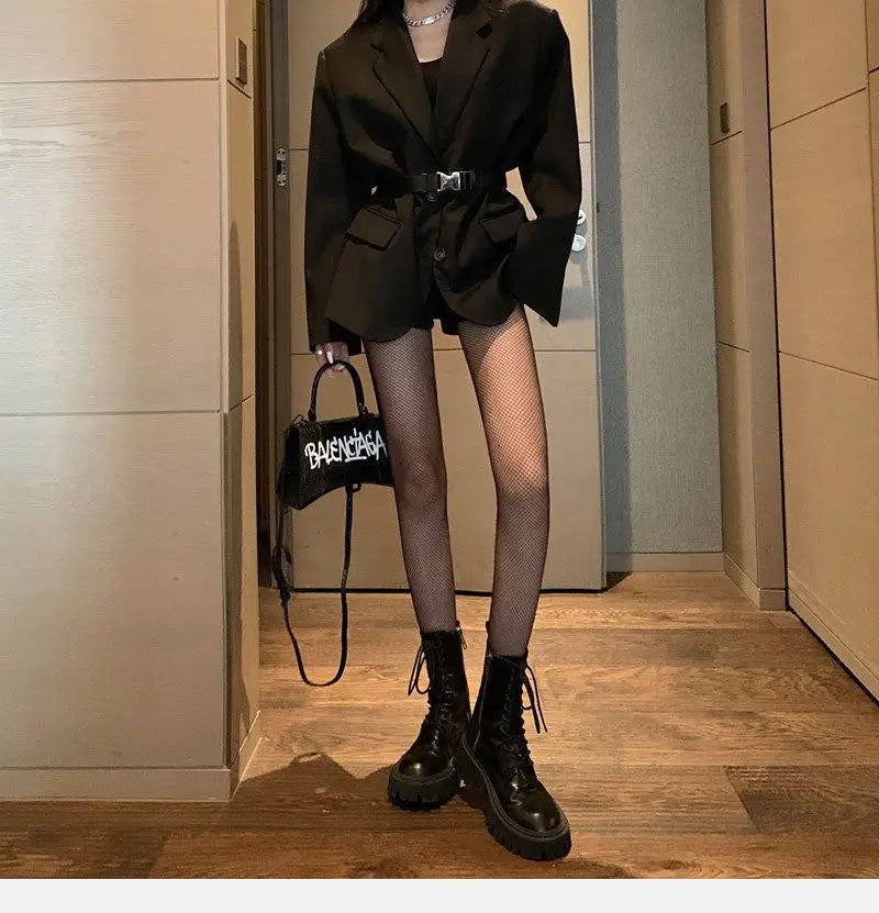 Women's Long Fishnet Black Tights Lingerie