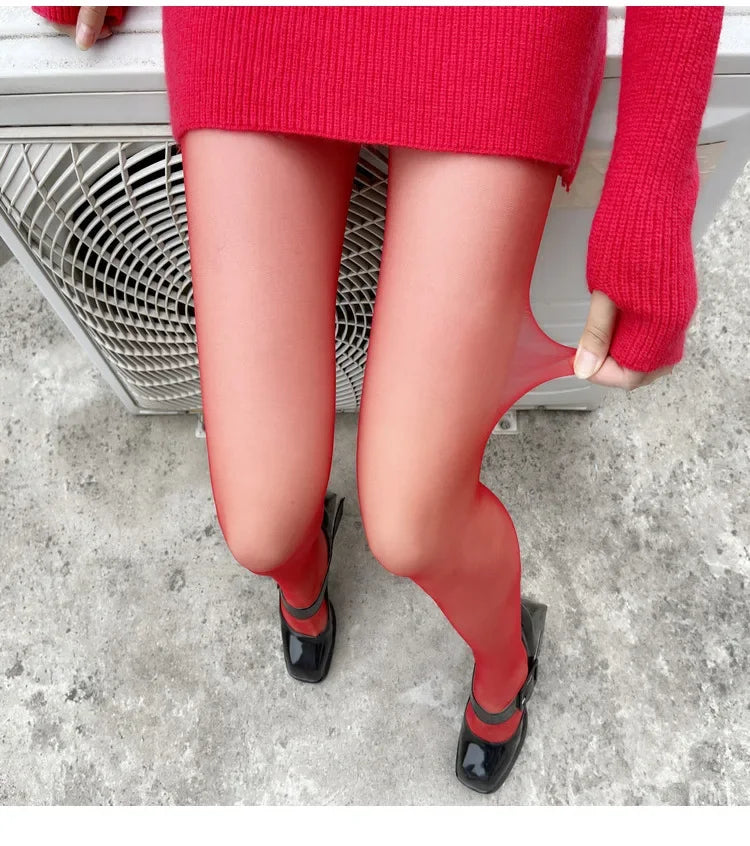 Women's Red Tights Slim Stockings