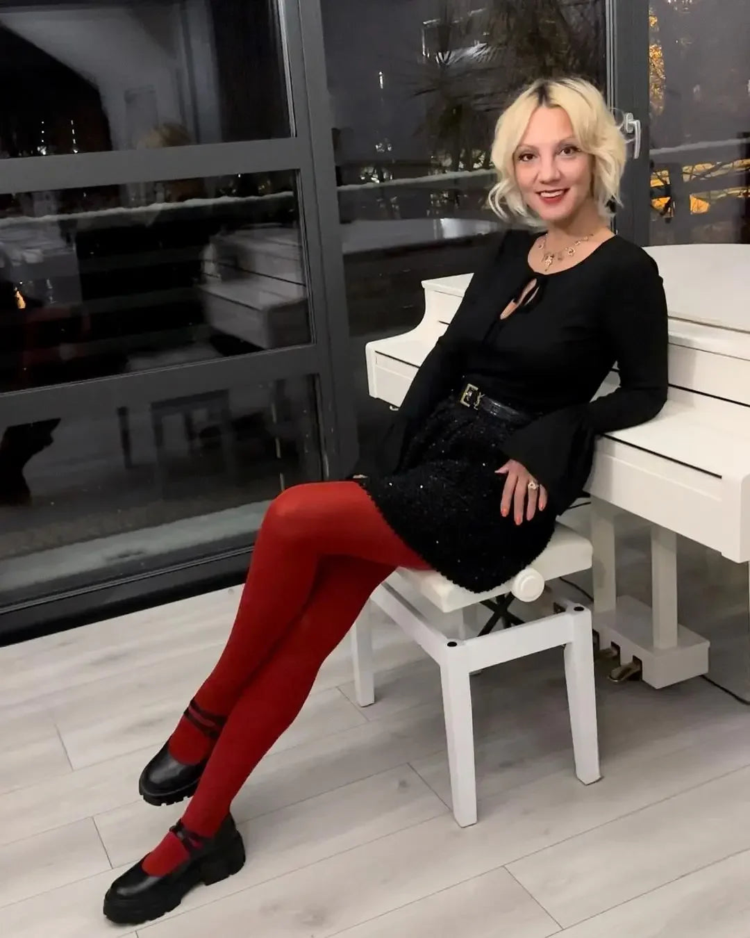 Women's Red Tights Slim Stockings