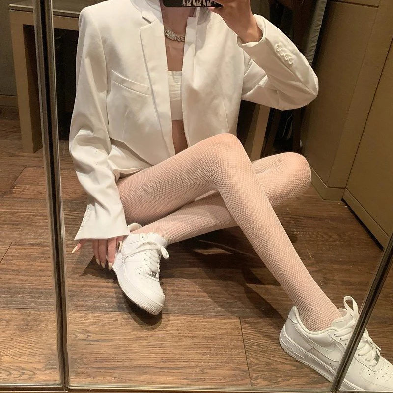 Women's Long Fishnet Black Tights Lingerie