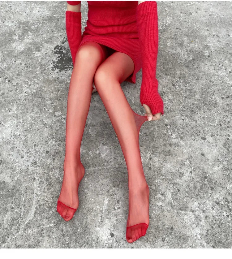 Women's Red Tights Slim Stockings