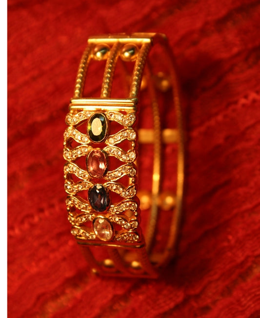 Dazzling Embrace Gold-Plated Bangle